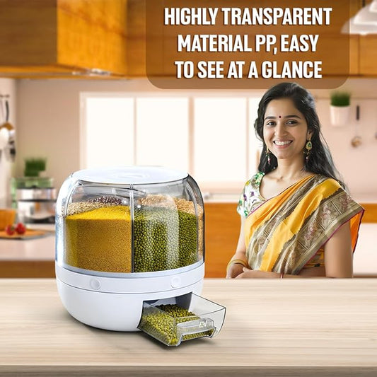 360-degree rotating cereal and grain storage dispenser