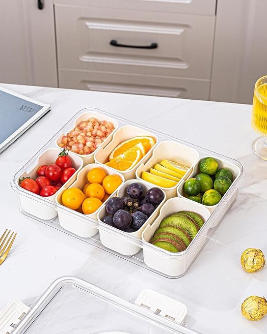 Transparent fridge storage container with removable inner baskets
